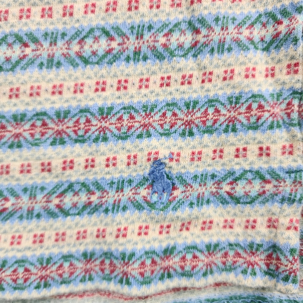 Vintage Polo Ralph Lauren Boys Size 5 Aztec Geometric Knit Polo Shirt Multicolor - Picture 4 of 6